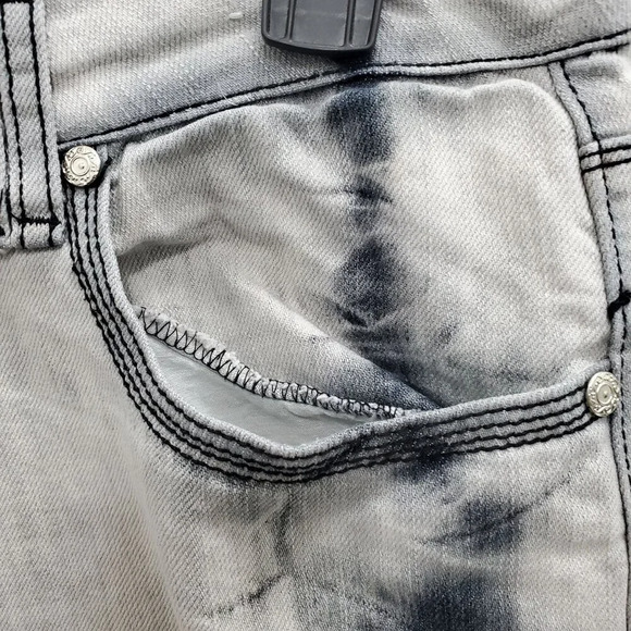 RT Denim The Skinny Jean Woman's Gray Black Tie Dye Acid Print Pants Plus Sz 32 - Picture 3 of 10